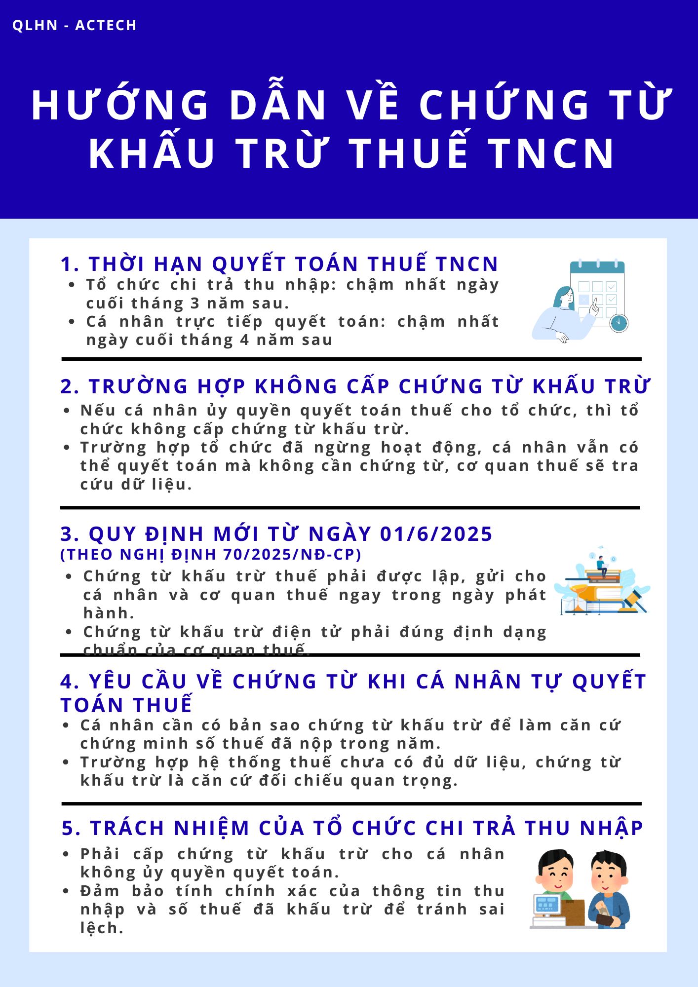 Hướng dẫn mới về chứng từ khấu trừ thuế thu nhập cá nhân theo Nghị định 70/2025/NĐ-CP